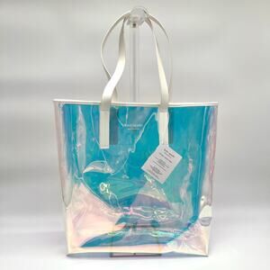 KATE ♠️ SPADE NWT Holographic beautiful coloring Clear Large Tote 14 x14